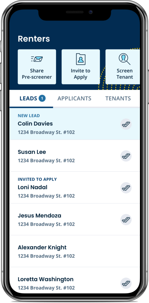 Renter leads screen