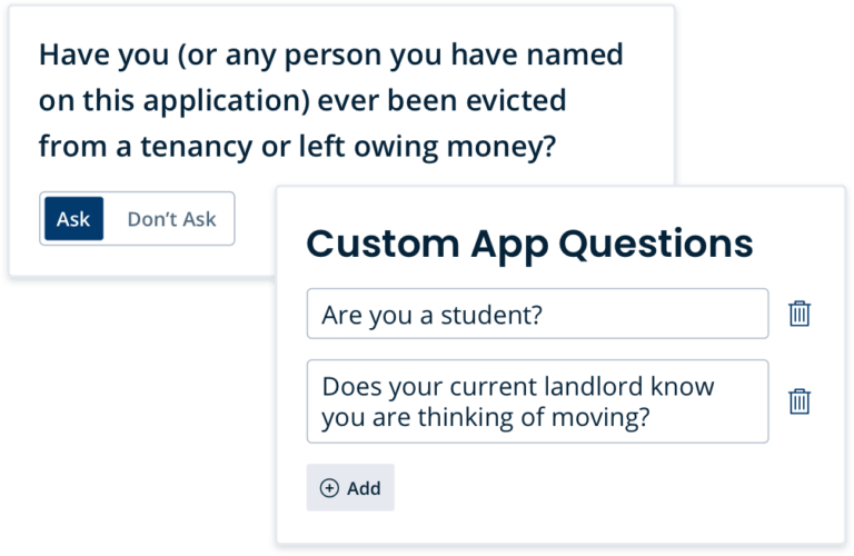 Customize the rental application questions