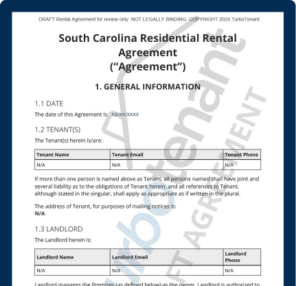Watermarked TurboTenant South Carolina Lease Agreement