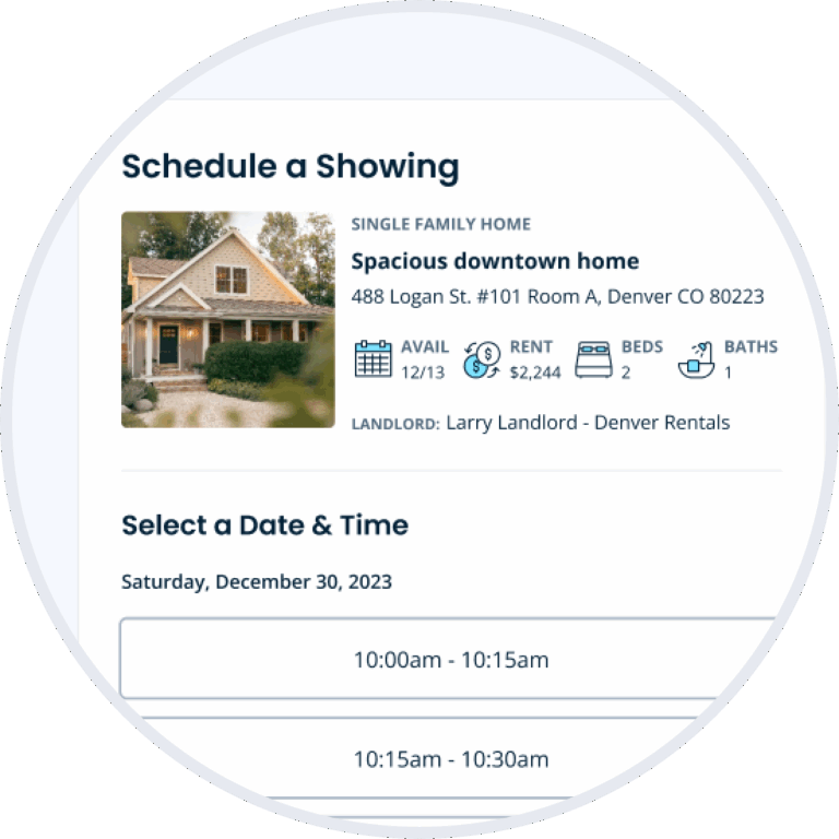 Online form for scheduling a showing for a rental property