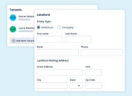 depiction of adding a landlord and tenant name into TurboTenant