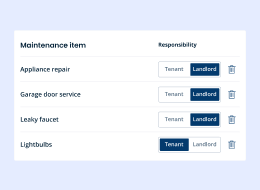 mockup of maintenance responsibilities separated by landlord and tenant