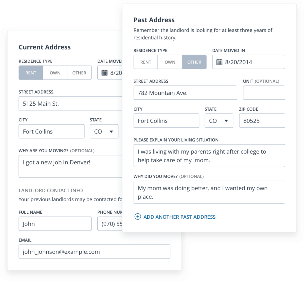 rental application rental history