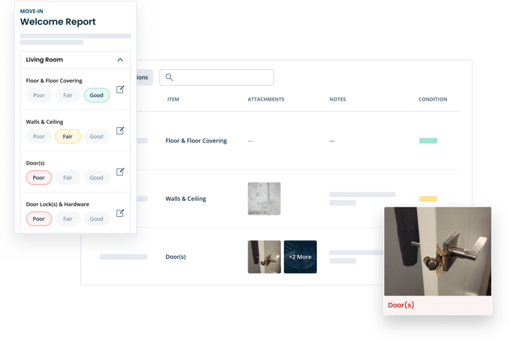 Digital move in condition report forms for new renters to document existing damage to a rental unit