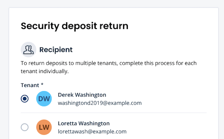 Payments | Return a Security Deposit