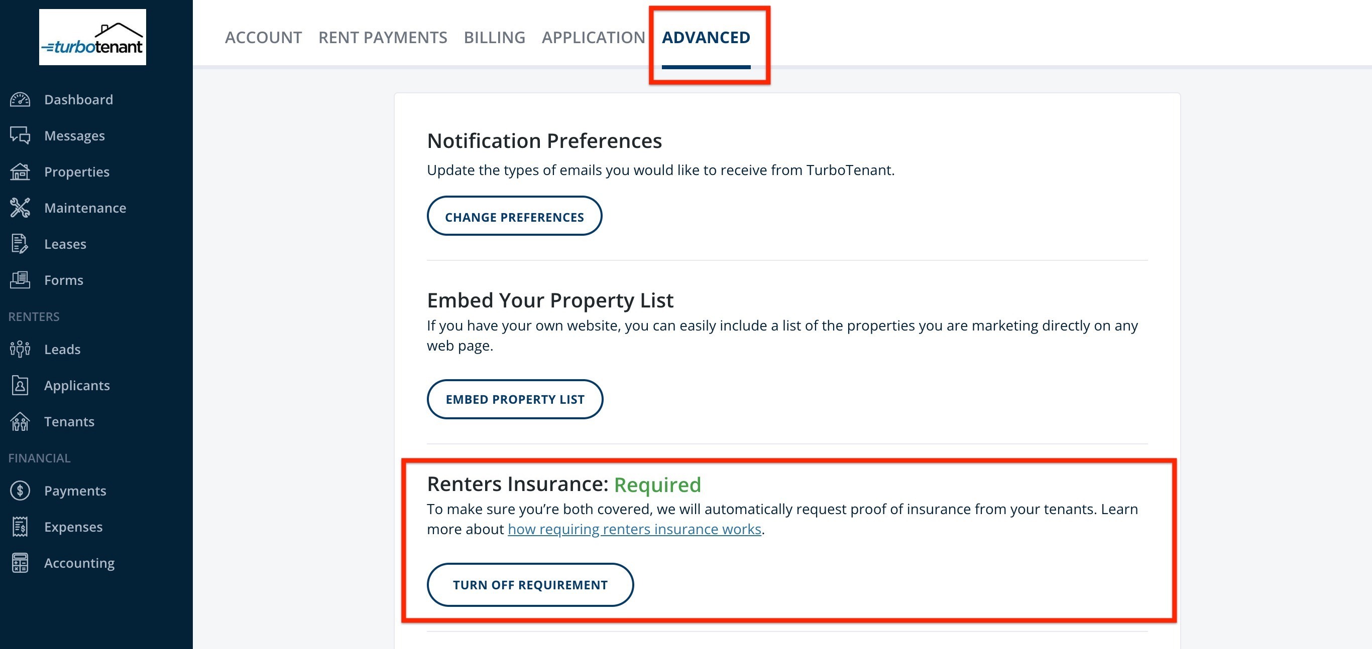 Renters Insurance Requirement TurboTenant Product Demo