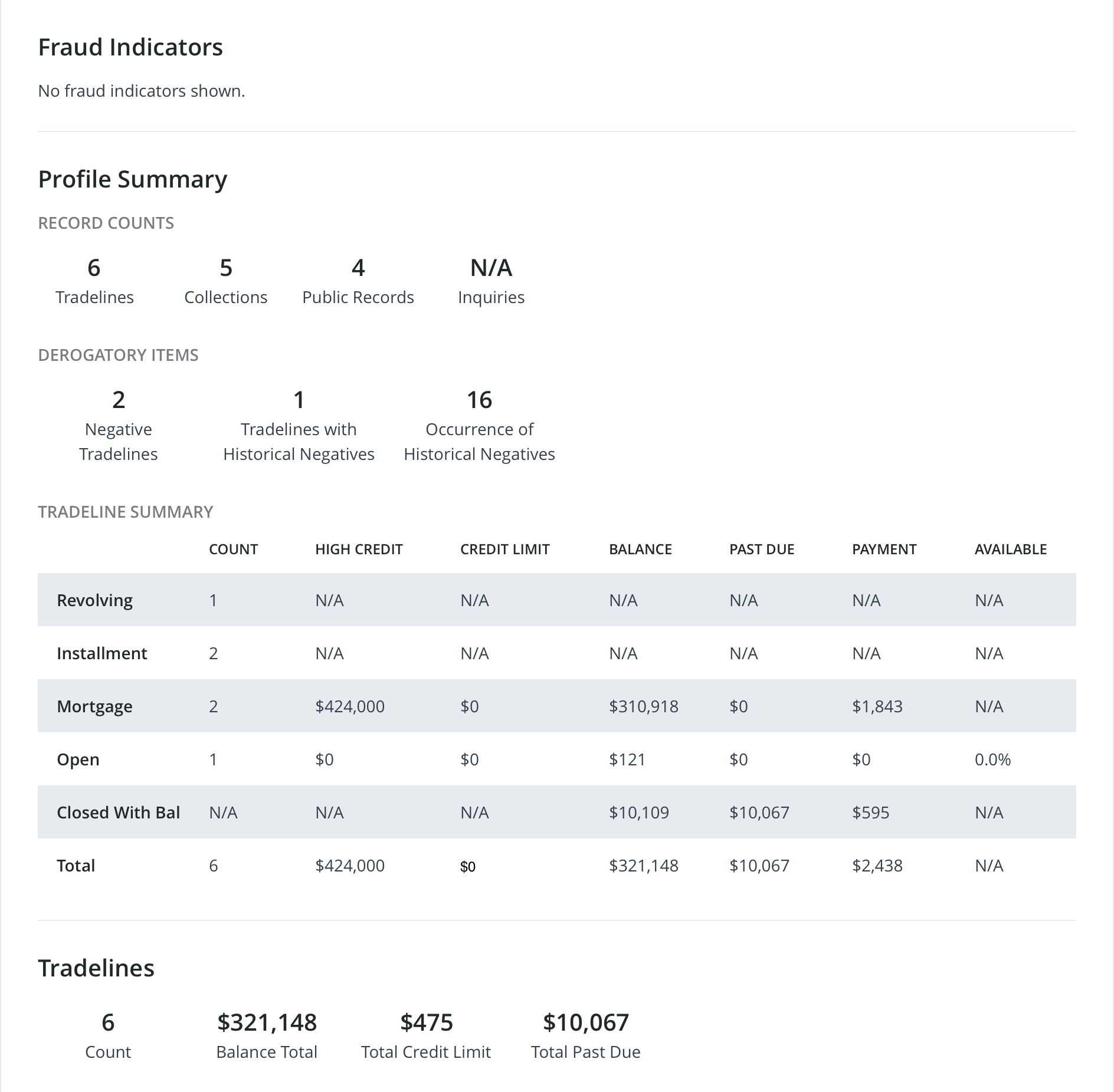 Tradelines collections and public records on tenant screening report