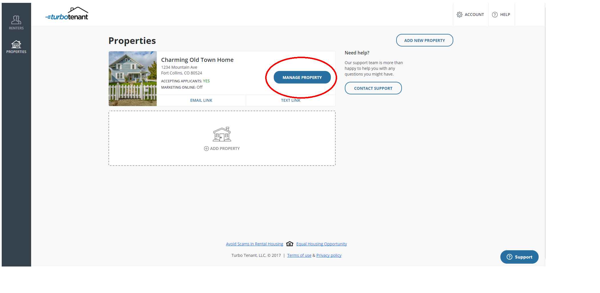 Click Manage Property For Craigslist Blog Image of Step 3 - Click Manage Property For Craigslist Blog