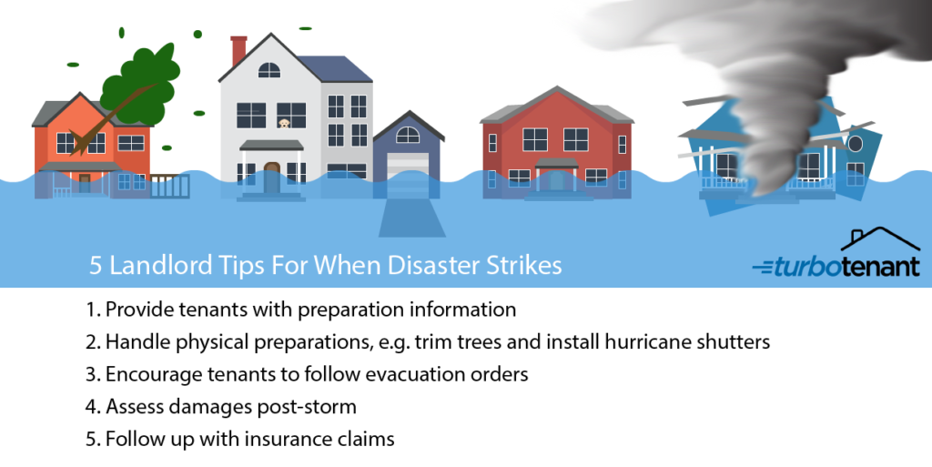 Infographic with landlord tips for when disaster strikes - TurboTenant