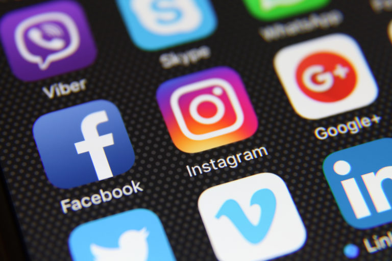social media icons on smartphone