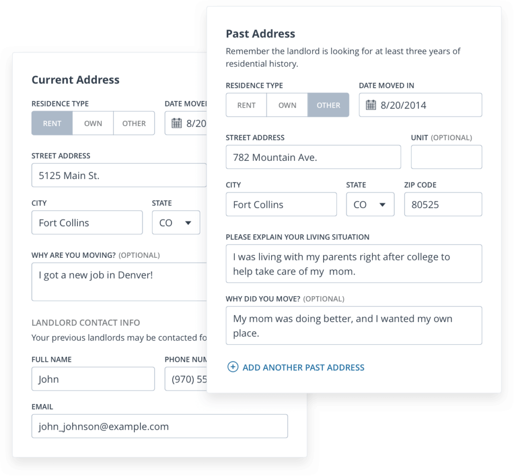 rental application rental history