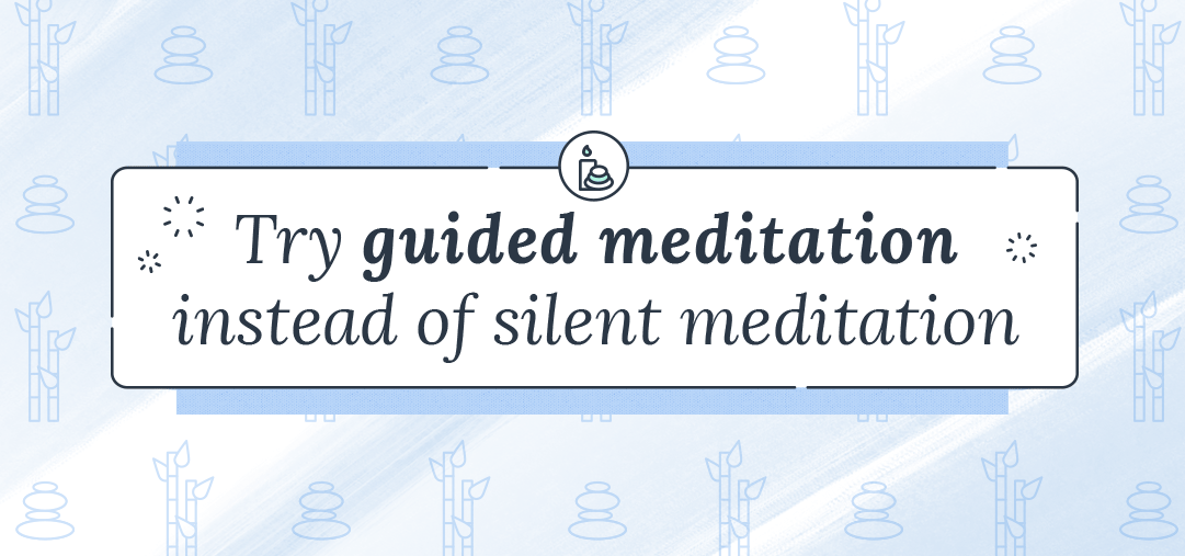 try guided meditation text on blue background