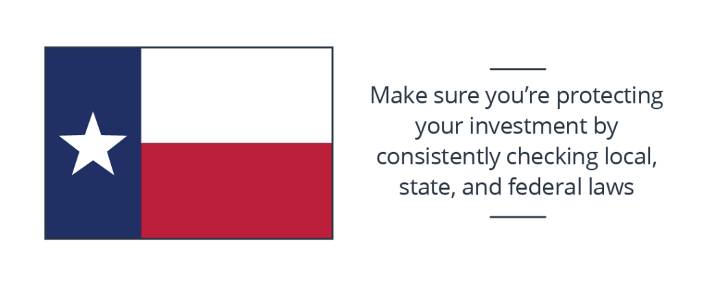 Texas state flag and reminder to protect your investment