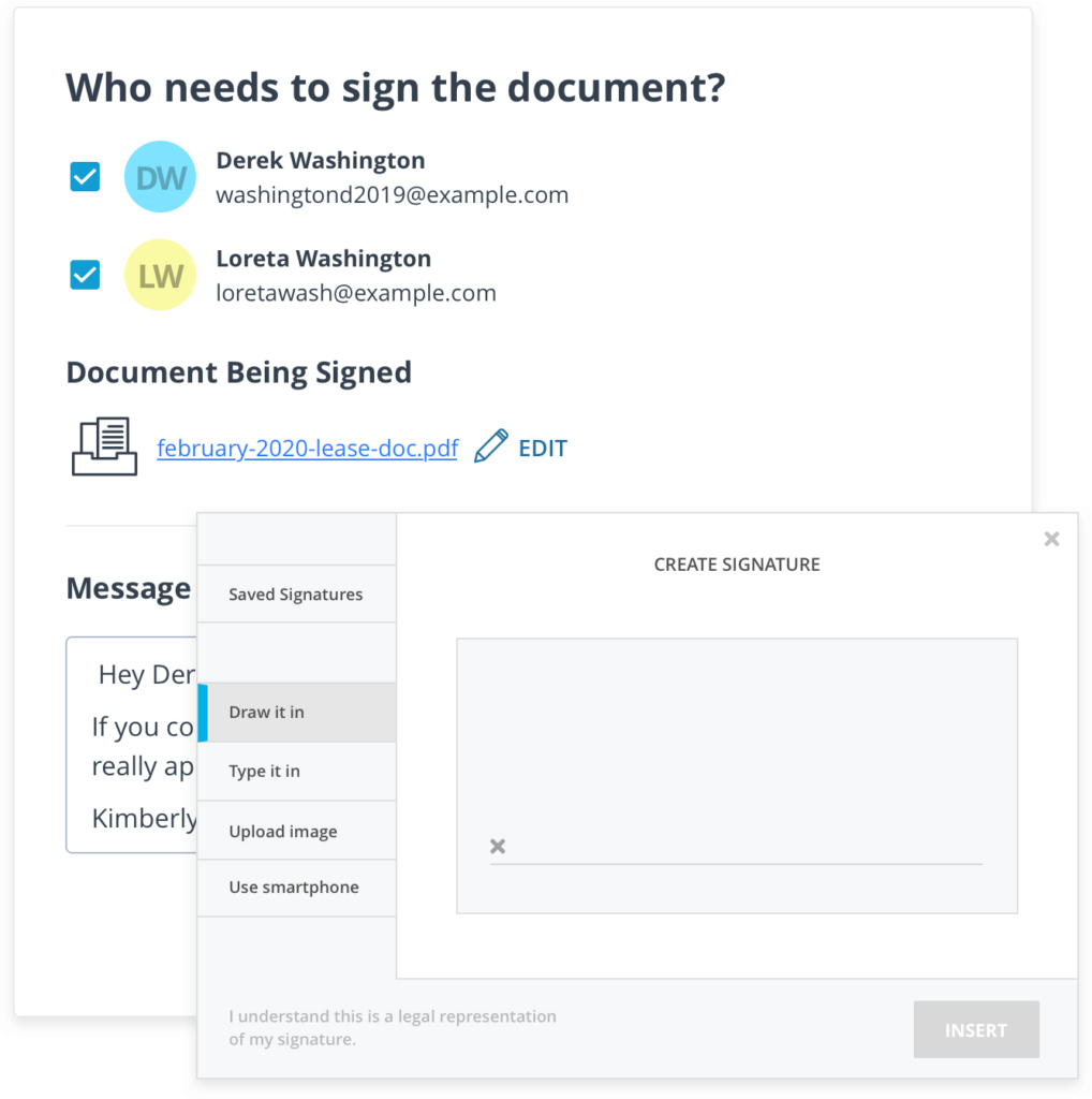 esigning screen shot