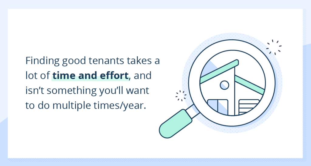 Finding good tenants takes time and effort, so try not to have to do it multiple times a year.