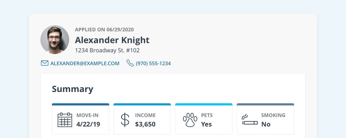 preview of our rental application