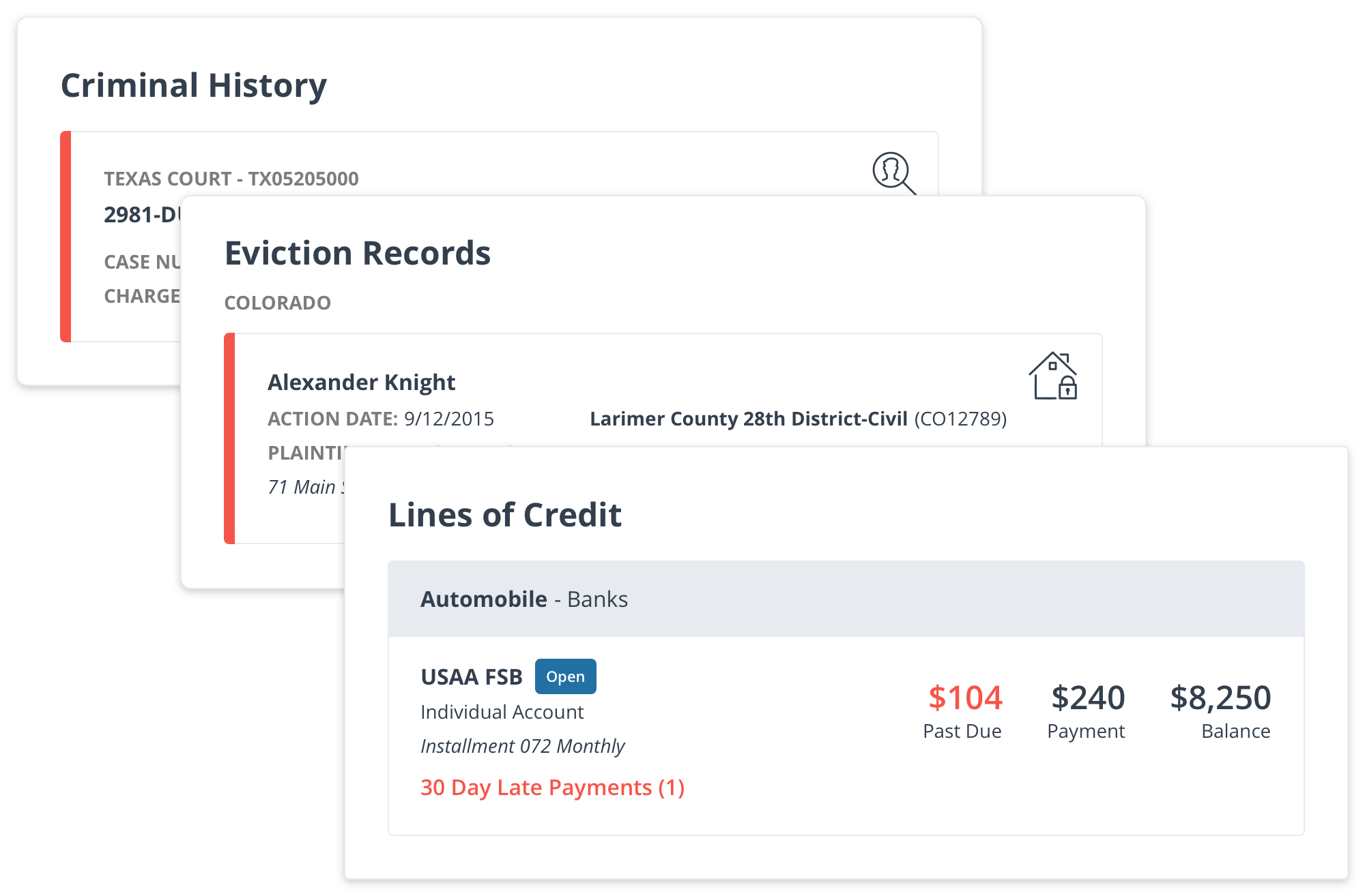 credit, criminal, and eviction screening report