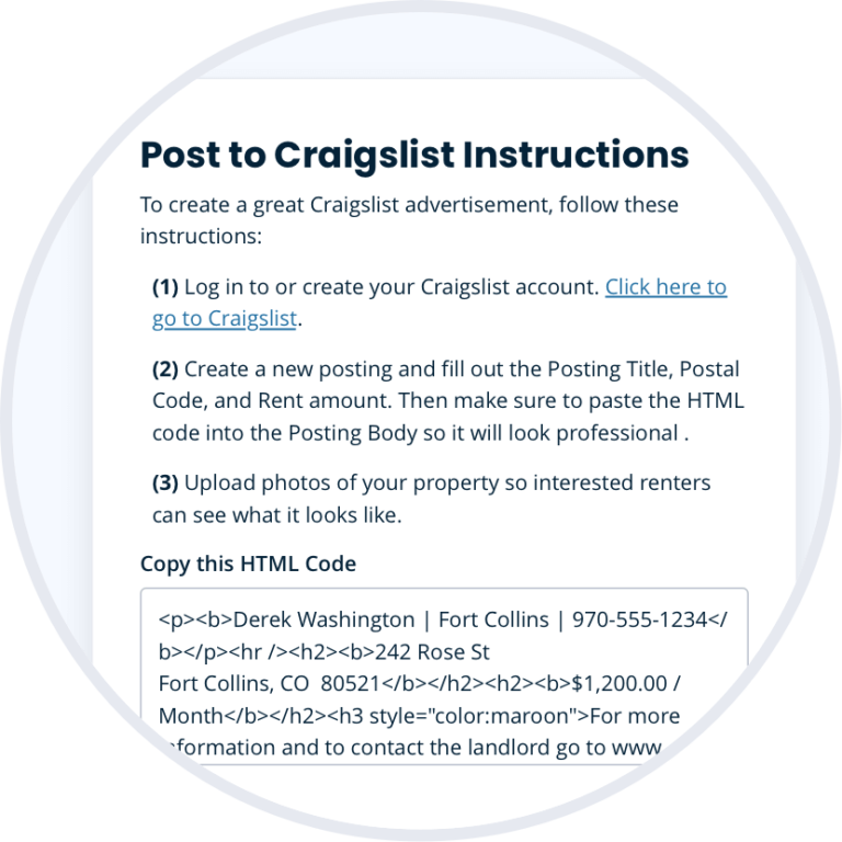 instructions for posting to craigslist