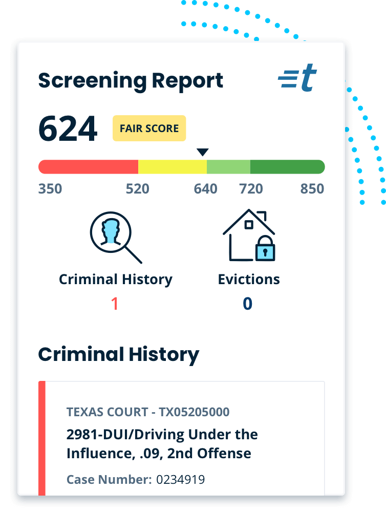 summary of a renters screening report screenshot