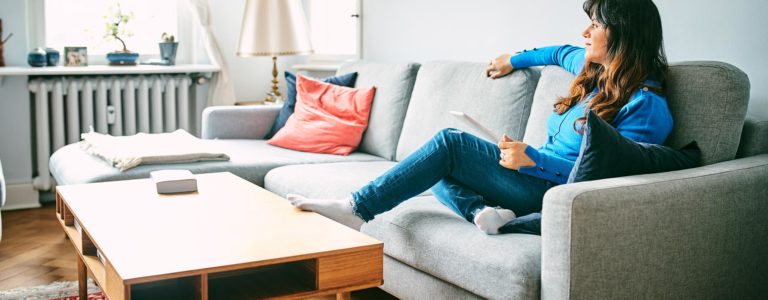 woman relaxing on a couch