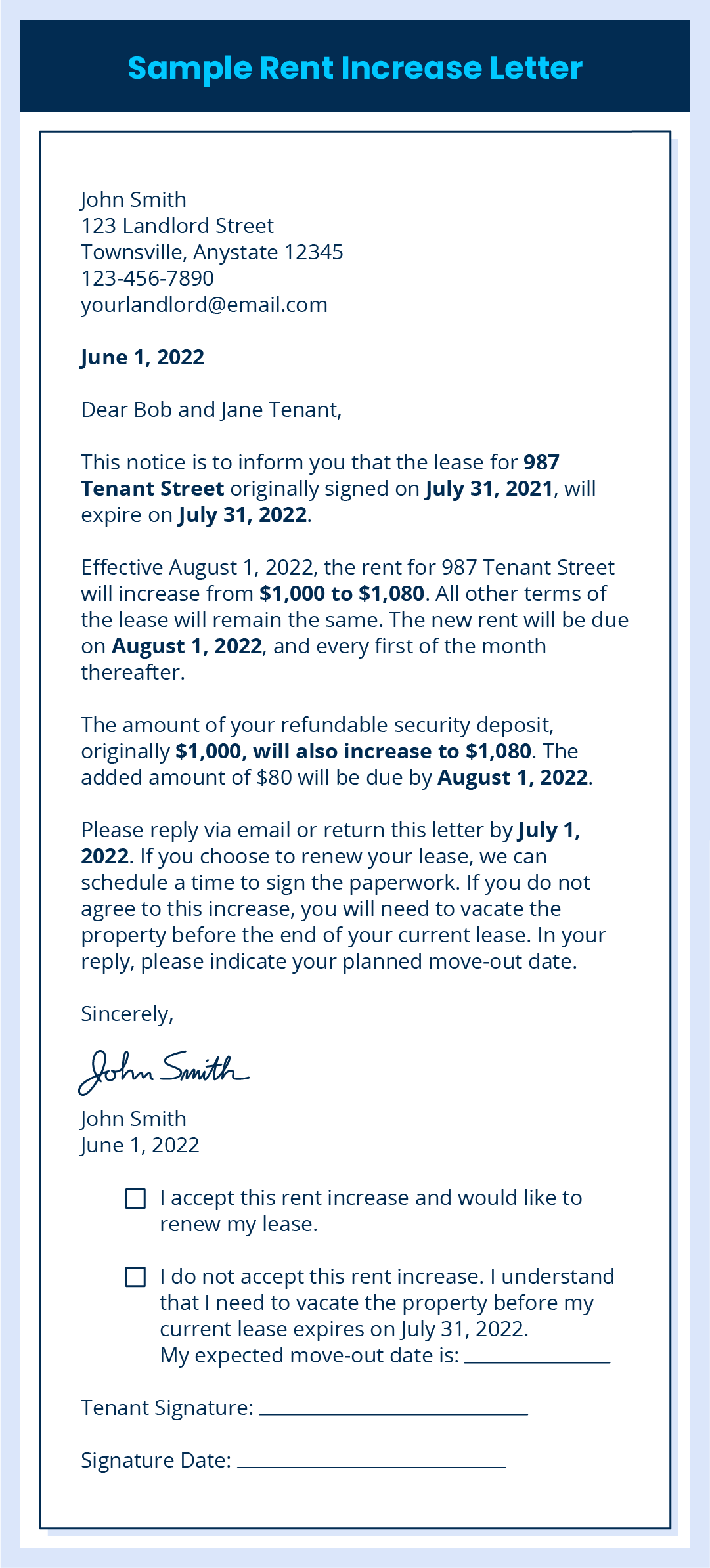 Sample rent increase letter