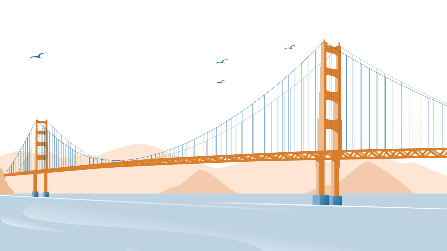 An illustration of the Golden Gate Bridge.