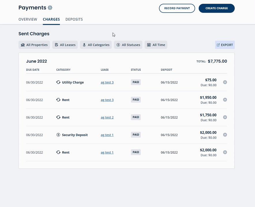 Filter your payment dashboard to see the exact deposit you're looking for.