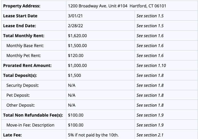 Connecticut Lease Agreement Sample