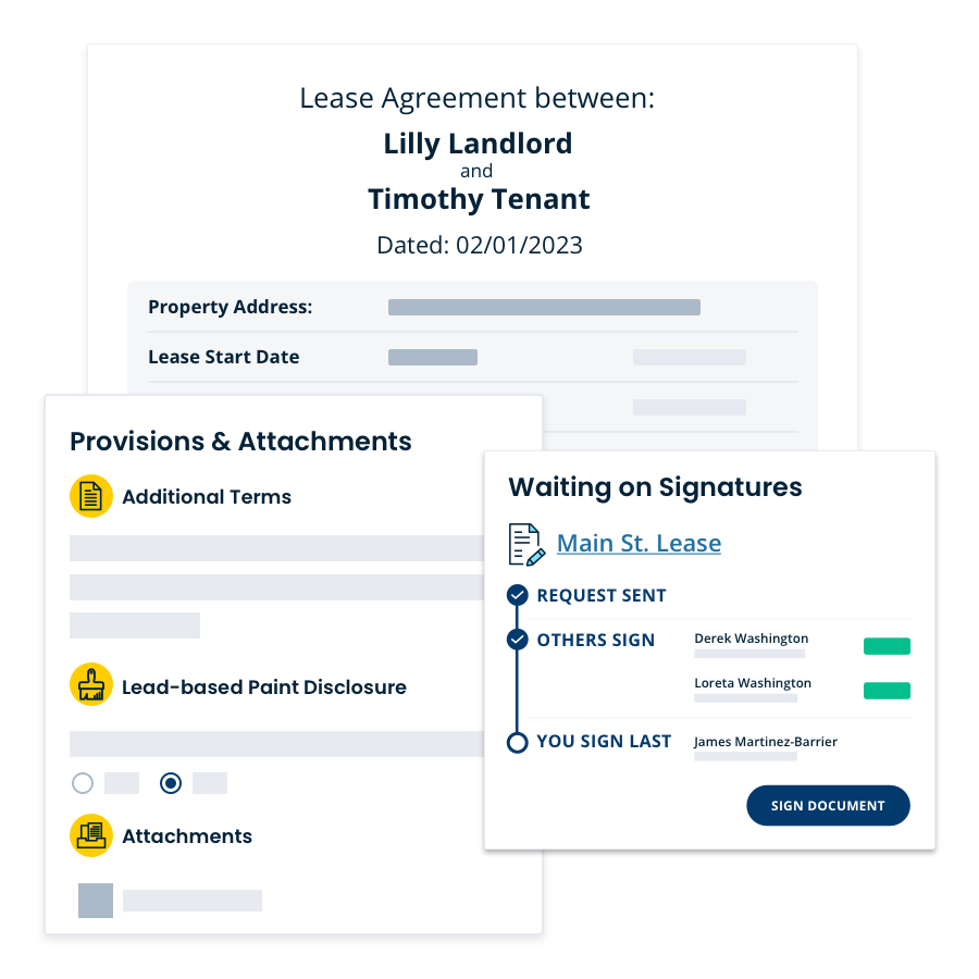 Lease agreements between landlord and tenant