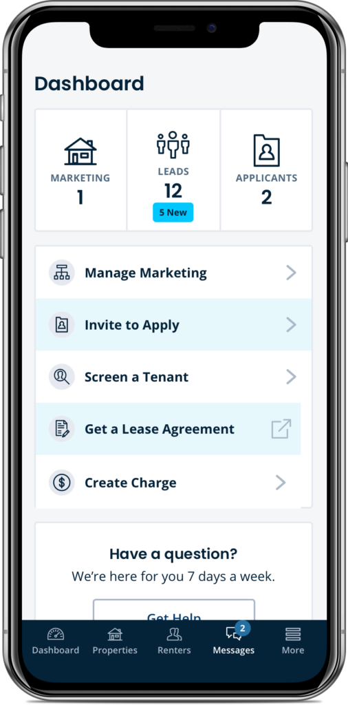TurboTenant mobile app dashboard