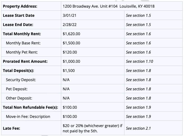 kentucky lease agreement sample