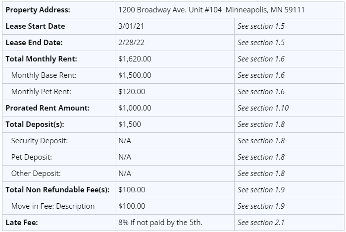 minnesota lease agreement