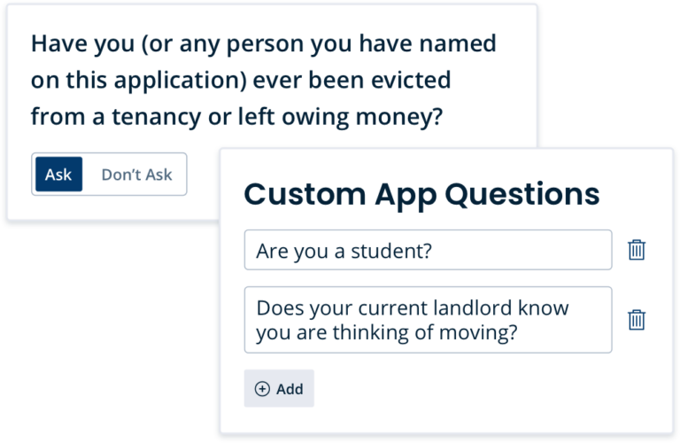 Customize the rental application questions