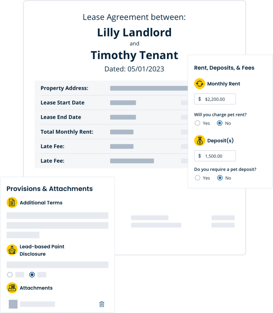 Lease Agreement images from the TurboTenant application