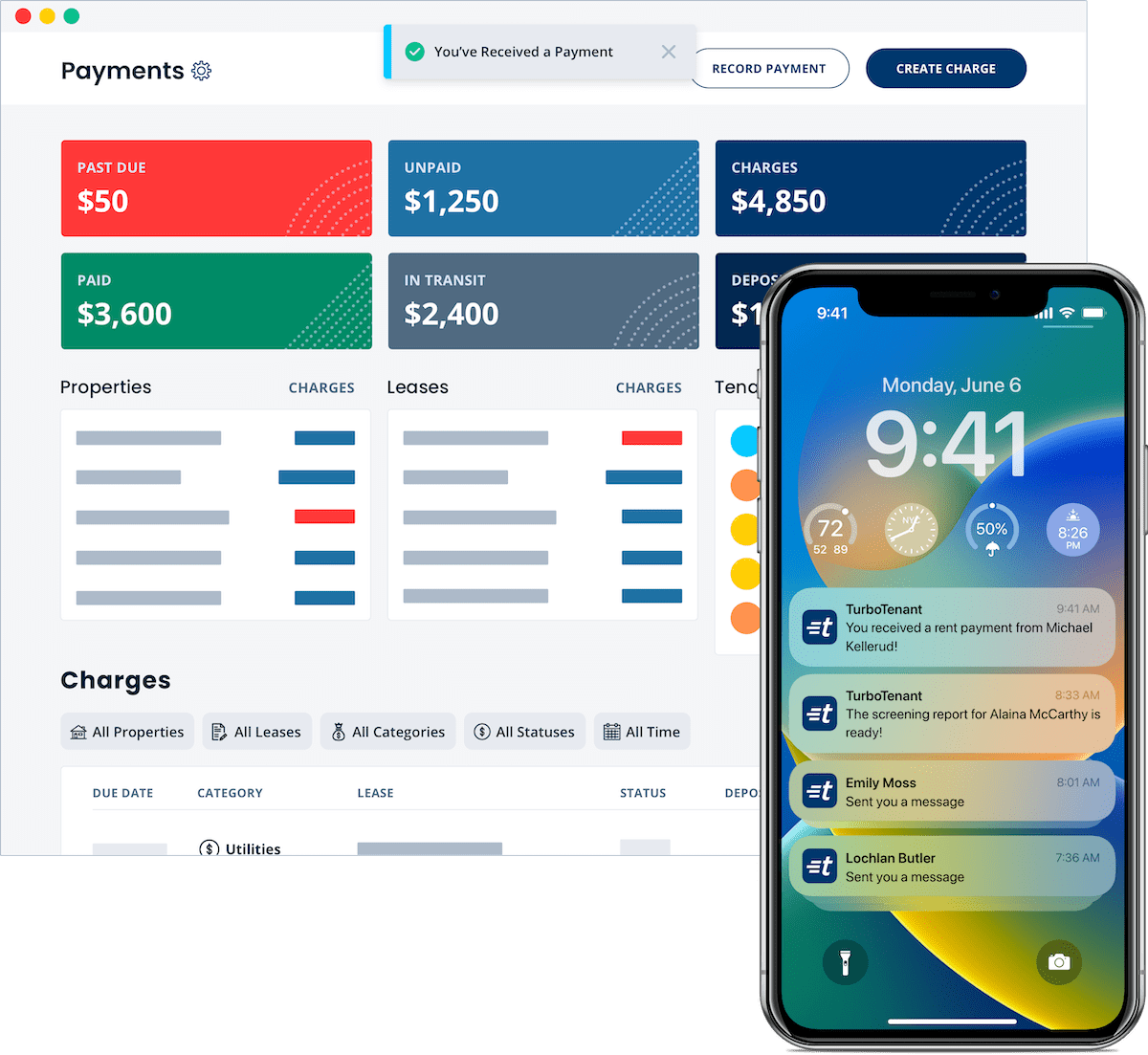 Rent Payments UI Images - mobile and desktop