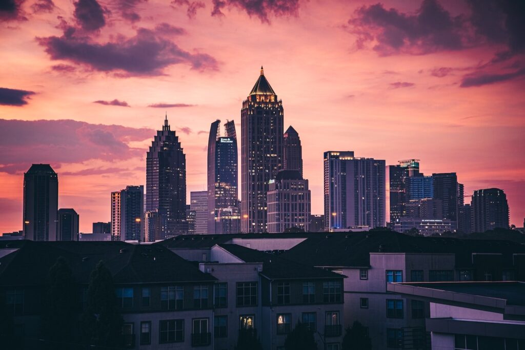 Georgia skyline with pink sky
