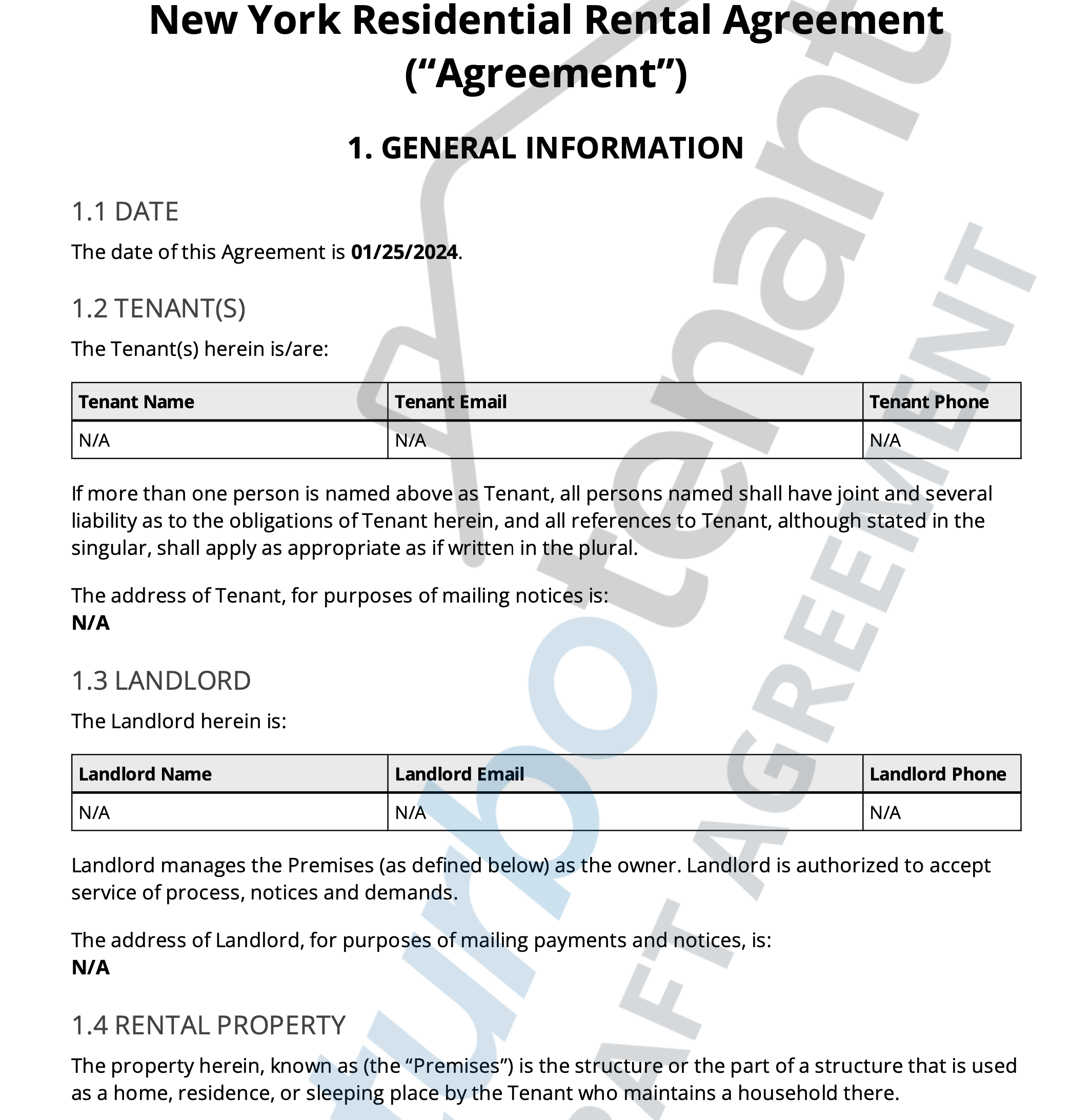new york sample lease agreement
