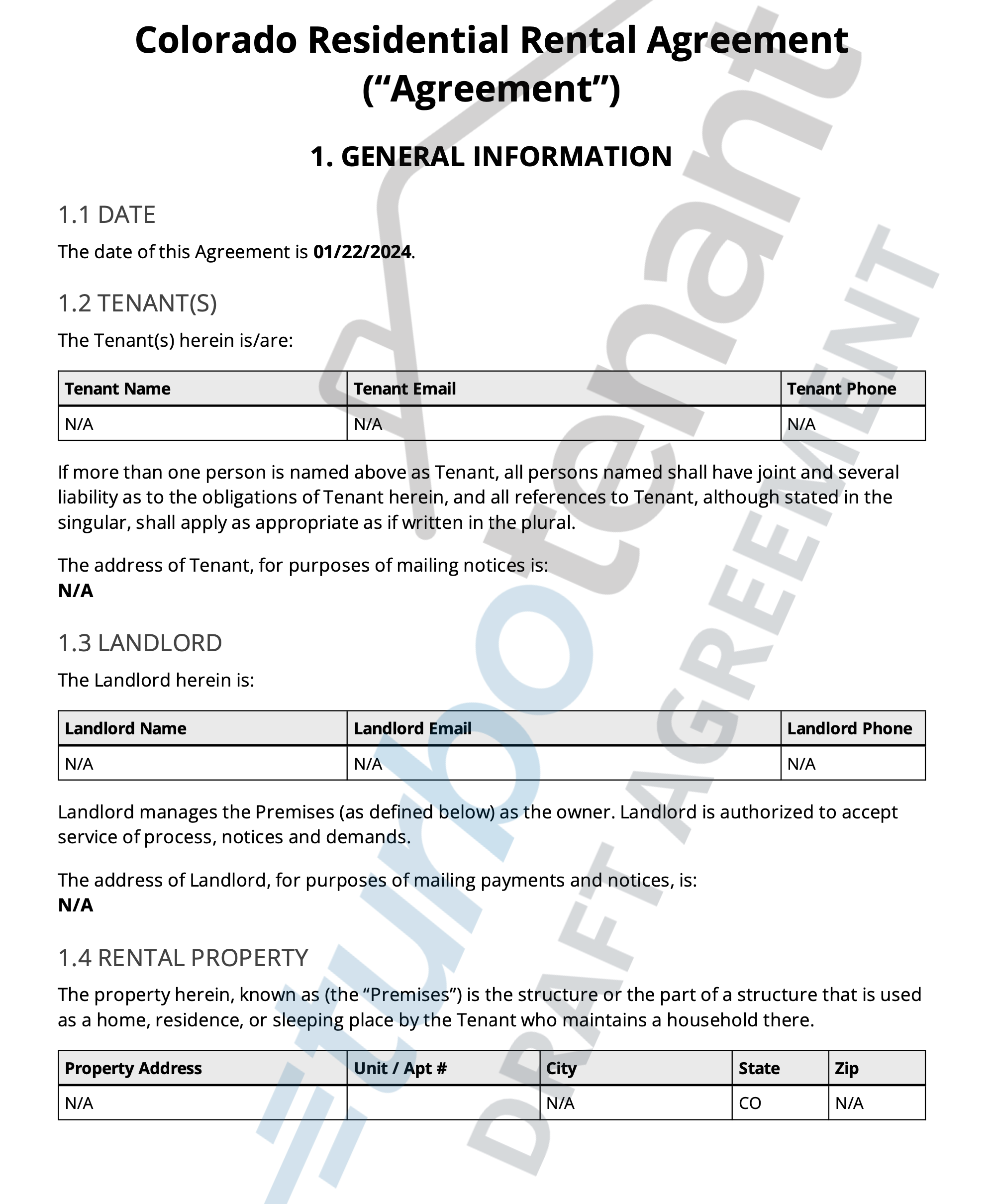 colorado residential lease agreement