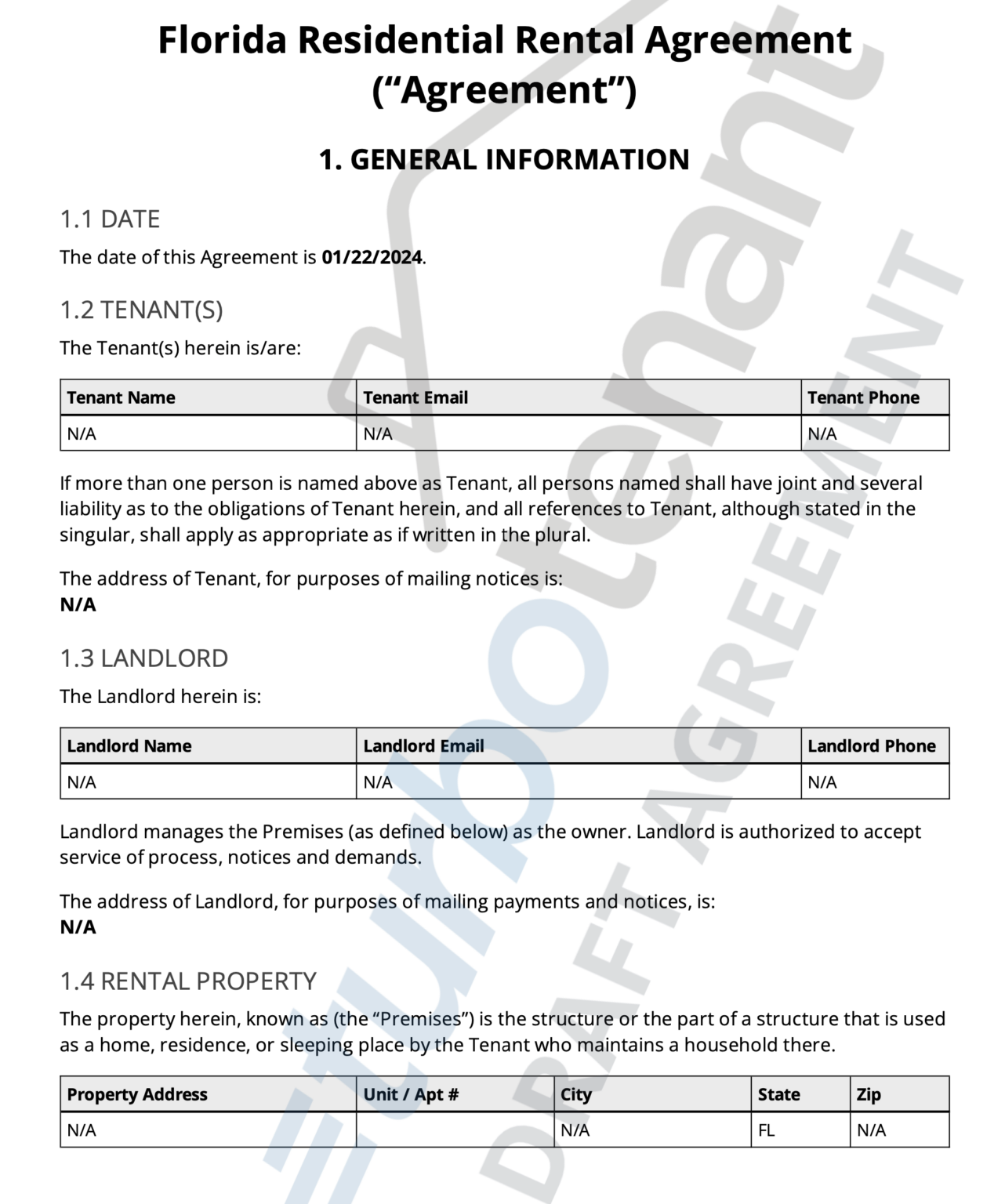 florida lease agreement example