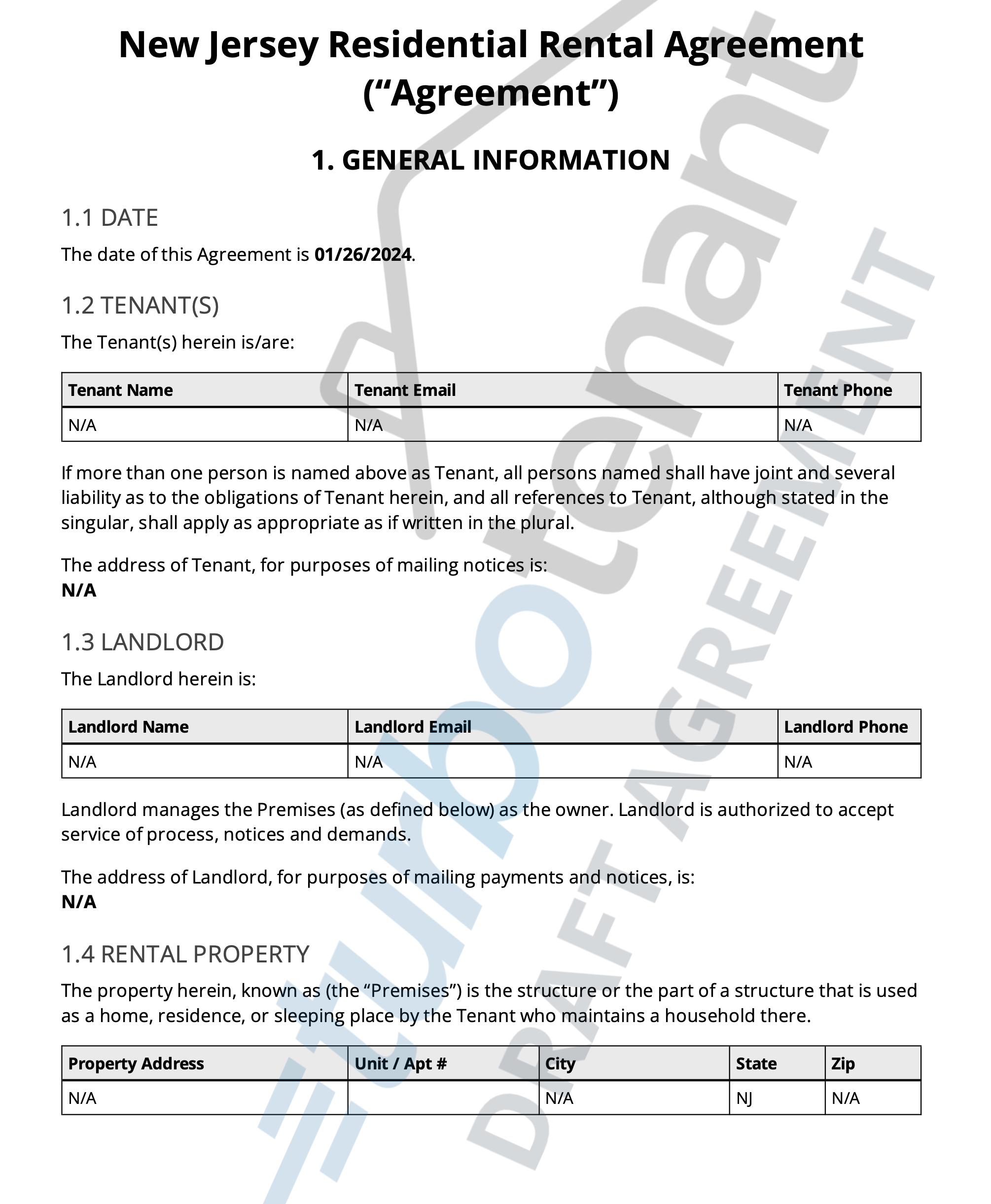 new jersey residential lease agreement form