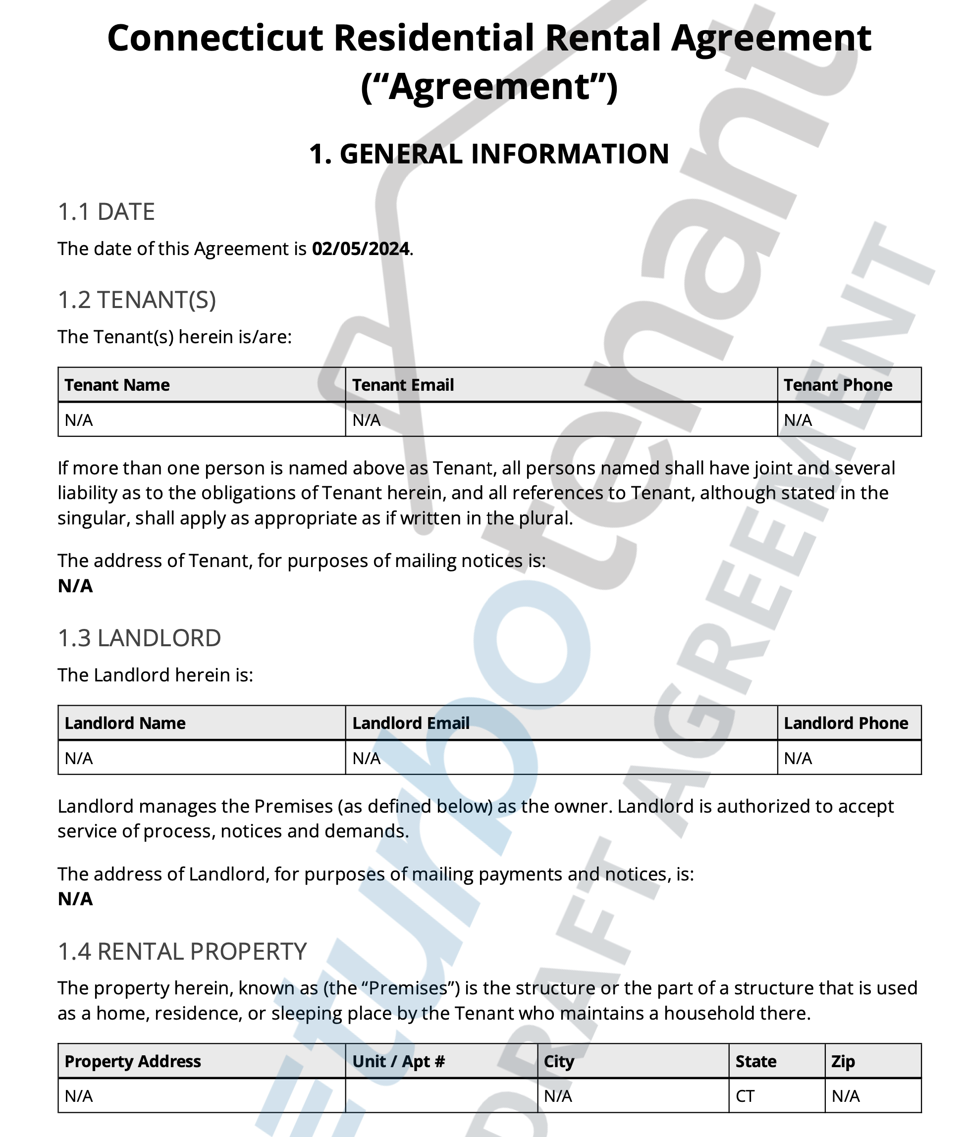Connecticut residential lease agreement