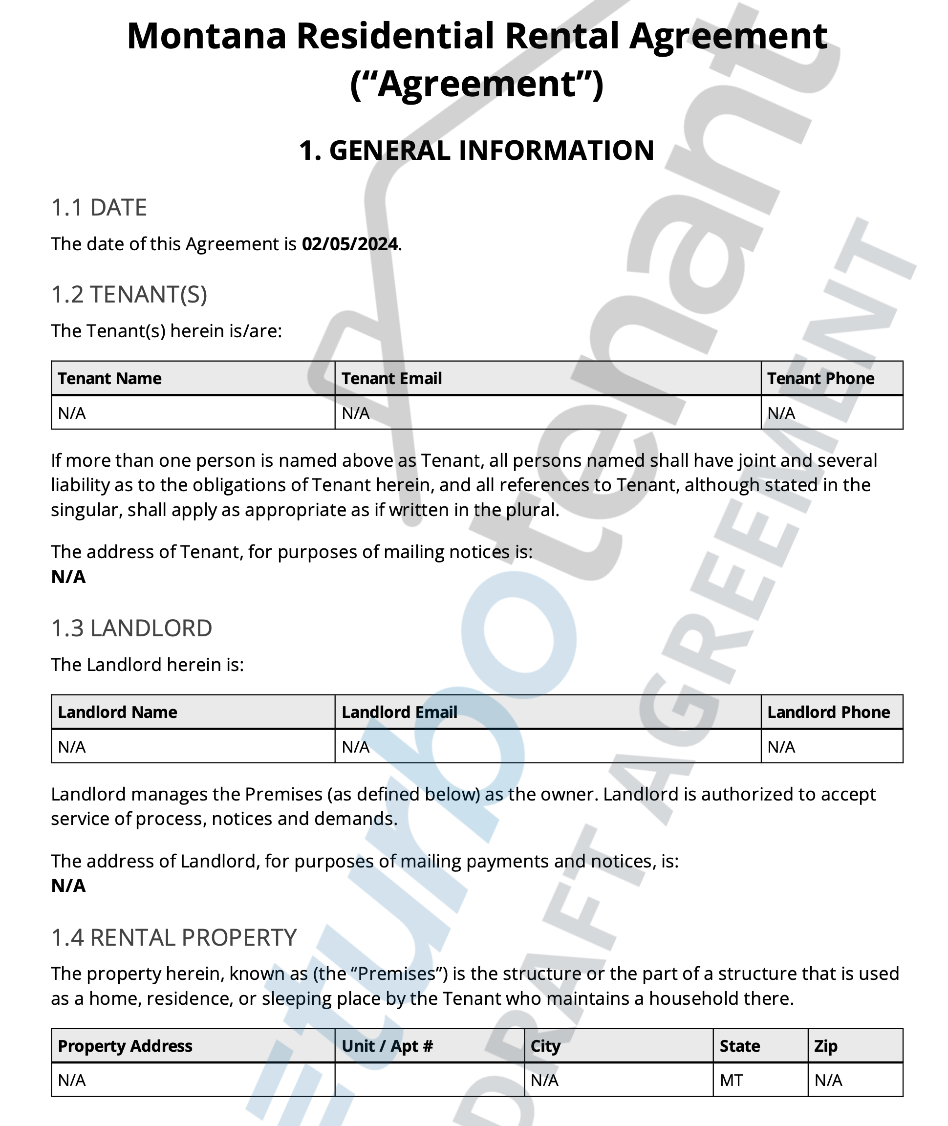 montana residential lease agreement