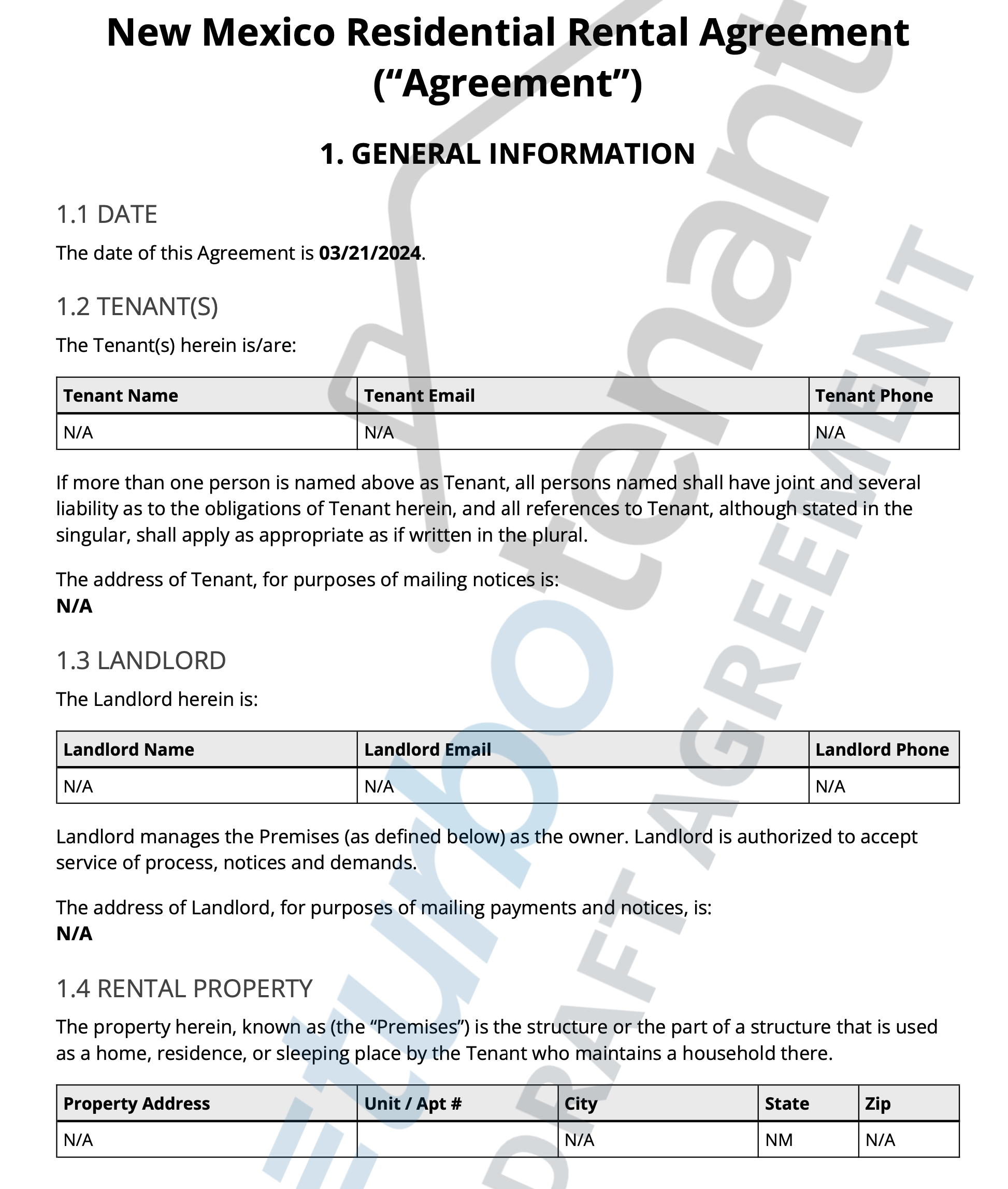 new mexico residential lease agreement