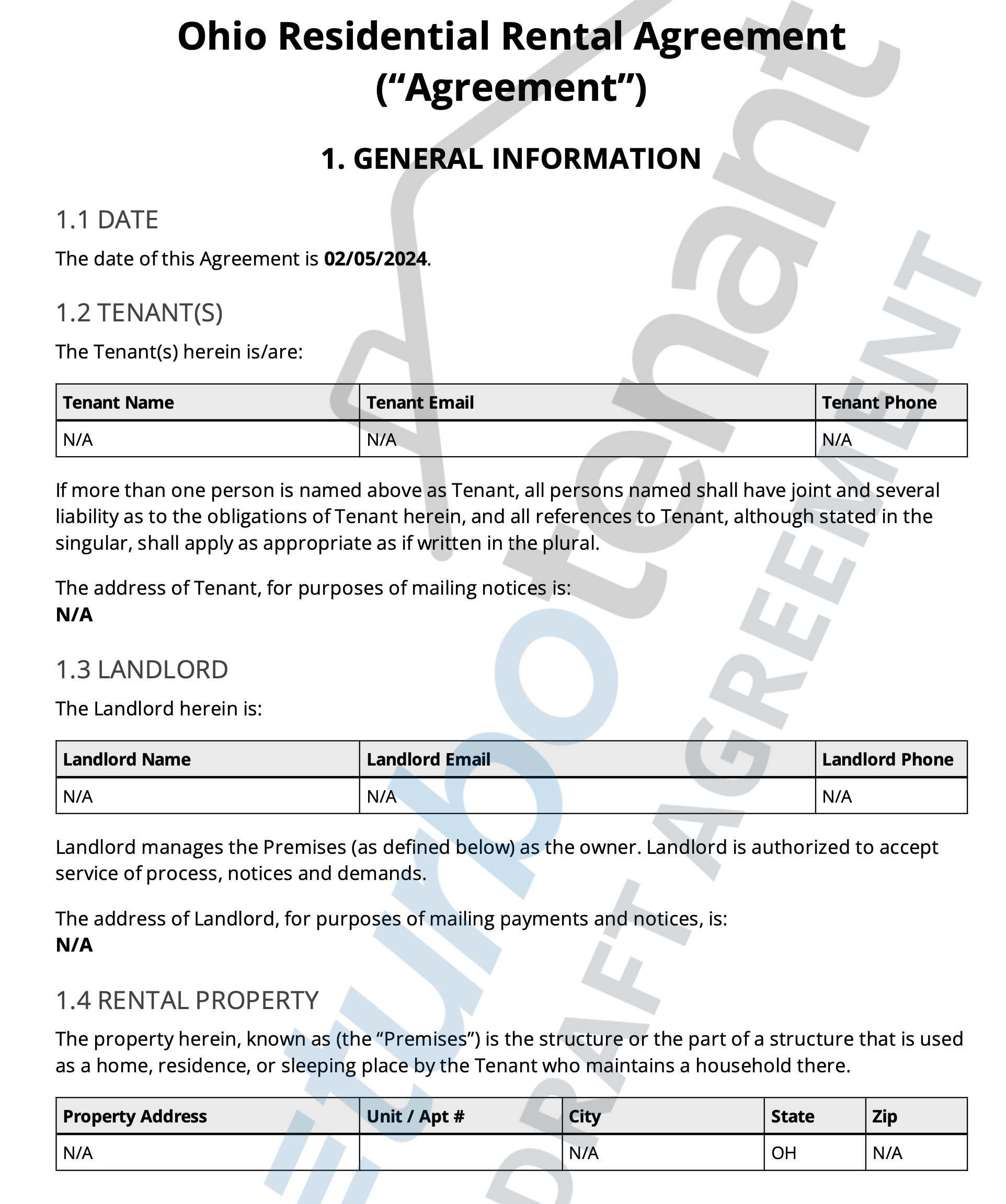 ohio residential lease agreement