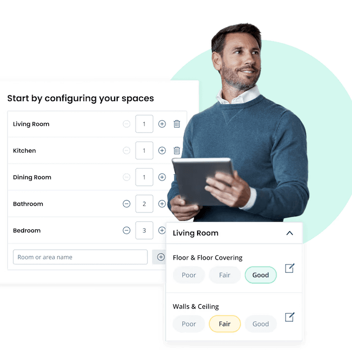 Landlord filling out a digital condition move-in checklist report with TurboTenant's software
