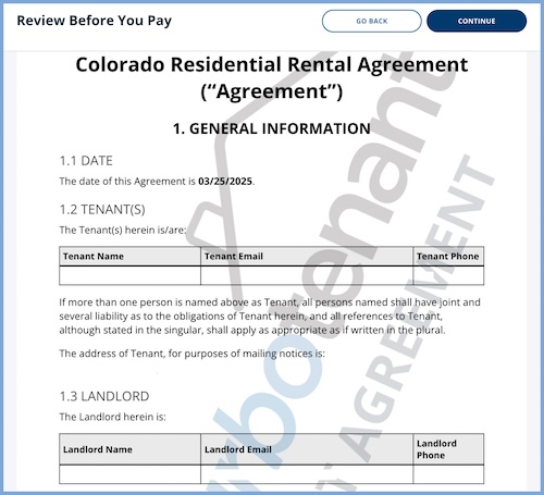 Draft of a TurboTenant PDF Colorado residential rental agreement
