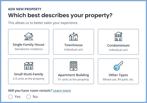 Selecting property type TurboTenant landlord software