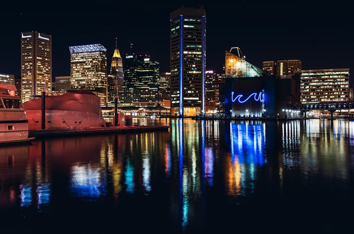 Baltimore, Maryland skyline at night