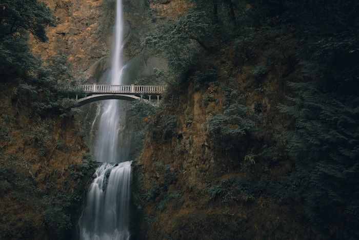 Bridge and waterfall in Oregon