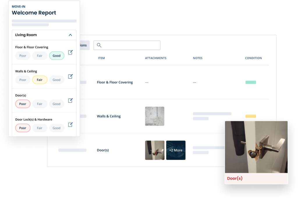 Digital move in condition report forms for new renters to document existing damage to a rental unit